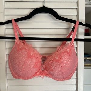 Victoria Secret Dream Angels push-up coral / salmon / orange Lace Bra